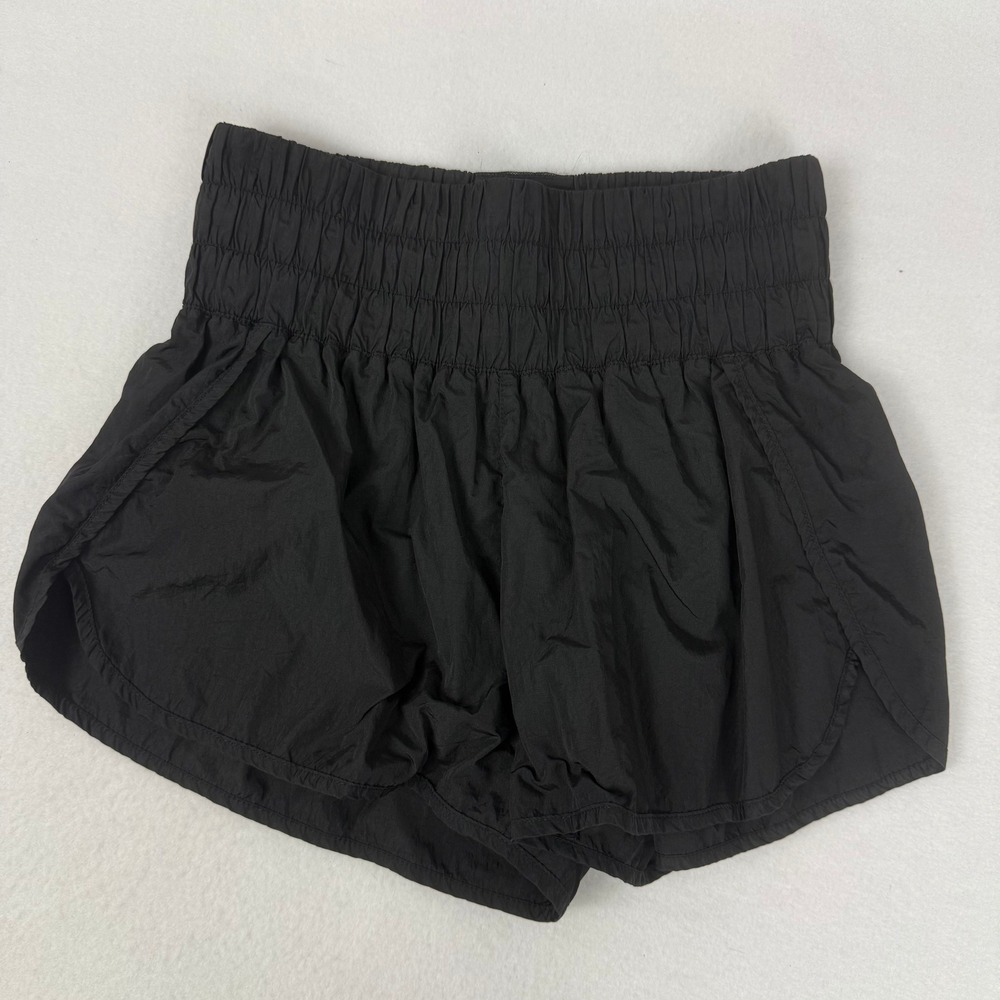 Revival Black High Waisted Smocked Windbreaker Athletic‎ Shorts Women's Size S